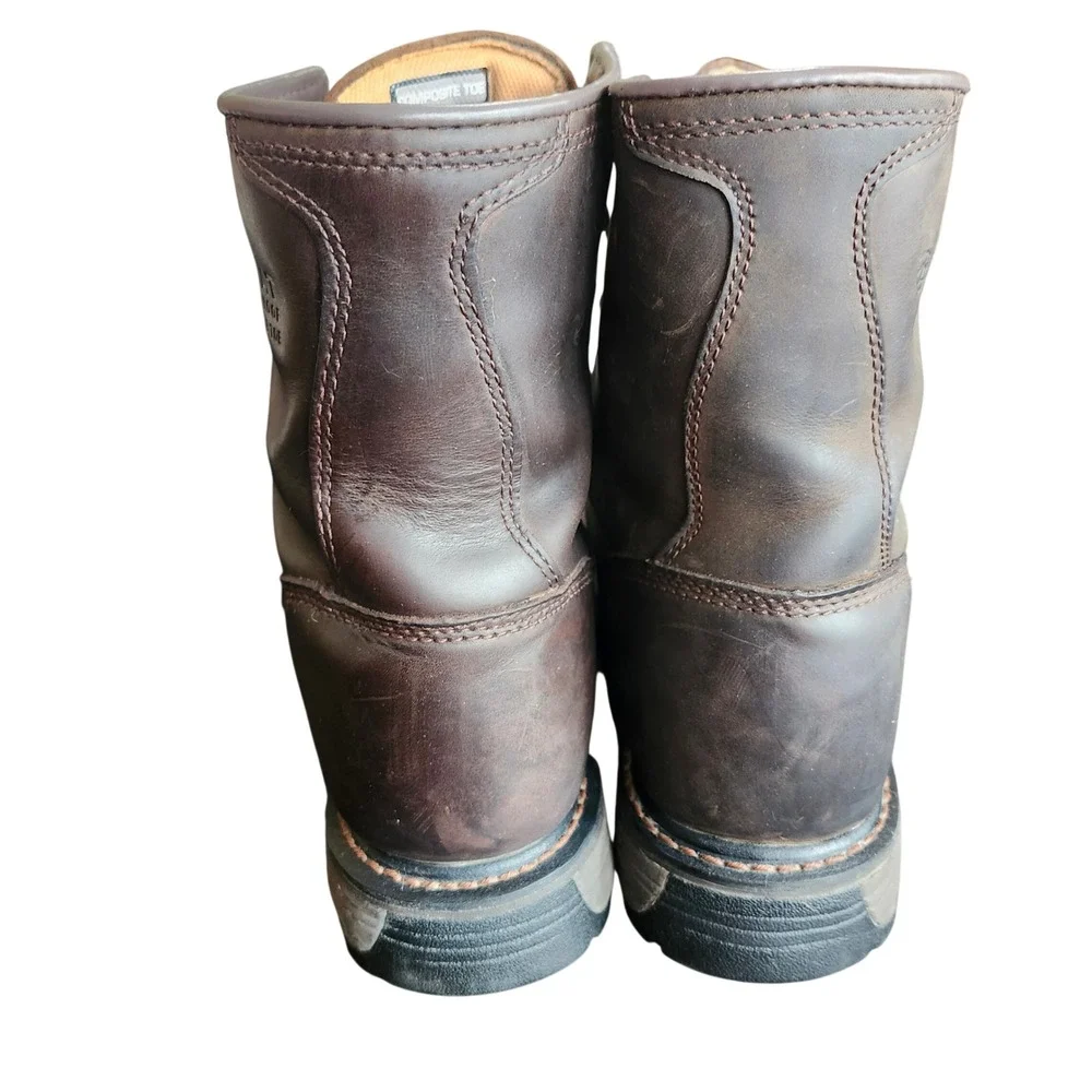 Ariat WorkHog Men's 10.5D 8 Inch Leather WP Comp Safety Toe Work Boots Brown